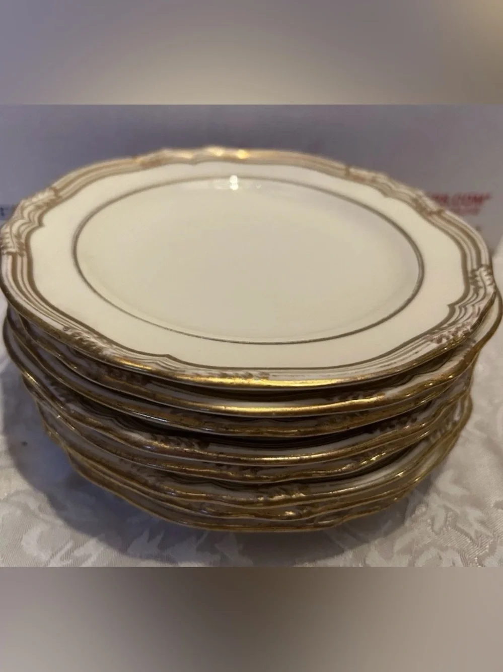 Tiffany & Company cream and Gold Rim china 6” Bread Butter Plates set of 8 SPODE
